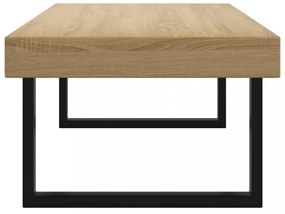 világosbarna és fekete MDF és vas dohányzóasztal 120x60x40 cm