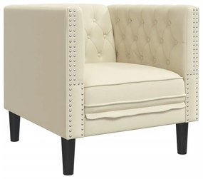 krémszínű műbőr Chesterfield kanapéfotel