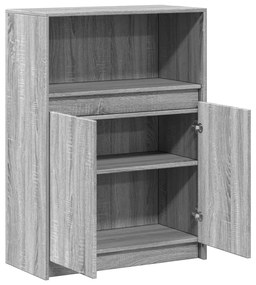 szürke sonoma szerelt fa tálalószekrény LED-del 72x34x100 cm