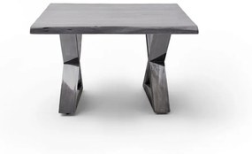CARTAGENA dohányzó asztal akácfa 75x75cm - X alakú antikolt lábbal - Szürke