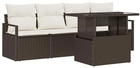Kerti Kanapé Szett tárolóval 5 pcs Barna Poli rattan