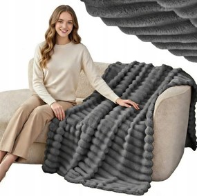 Takaró 200x220 Mikroszálas Dombornyomott Vastag Meleg Ágytakaró Grafit