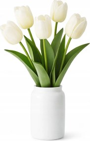 Gumírozott tulipán csokor fehér/ecru művirágok élő 5db