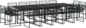 vidaXL 15 részes fekete polyrattan kerti étkezőgarnitúra