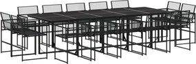 vidaXL 15 részes fekete polyrattan kerti étkezőgarnitúra