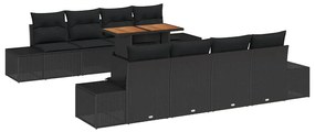 vidaXL Kert étkező szett párnával 9 pcs Fekete és Barna