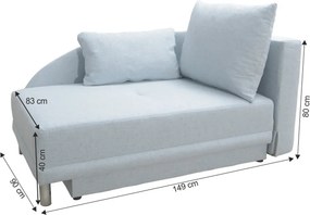 Kanapé ágyfunkcióval, világoskék anyag, jobbos kivitel, LAUREL