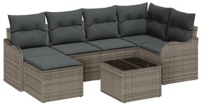 6 darabos kertibútor szett párnákkal fekete poli rattan, 2 személyes kertibútor párnákkal szürke poli rattan