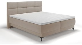Kontinentális franciaágy 160 cm Riviera 160 (ágyráccsal és matraccal) (tárolóhellyel) (közepes bézs + fekete). 1099646