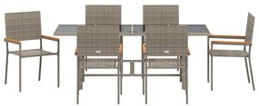 Kert étkező szett 7 pcs Szürke 190 x 80 x 75 cm polirattan