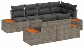 vidaXL Kerti Kanapé Szett párnával 7 pcs Szürke polirattan