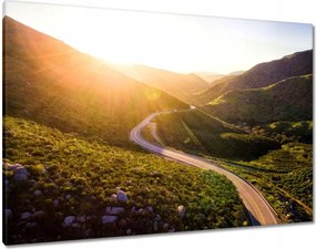 Vászonkép 100x70 Út Erdő Hegyek