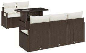 vidaXL Kerti Kanapé Szett tárolóval 6 pcs Barna és Krém polirattan