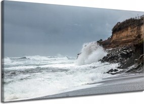 Vászonkép Természet Hullám Szikla Tengerpart 120x70 cm