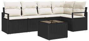 5 Darab Kert Sofa Szett Párnákkal Barna Poli Rattan, 2-Fős Kert Sofa Párnákkal Fekete Poli Rattan