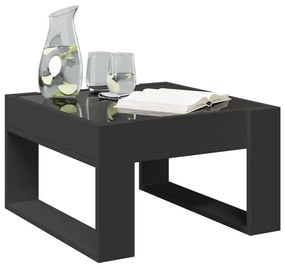 fekete végtelen hatású LED-es dohányzóasztal 50 x 53 x 30 cm