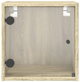 2 db sonoma tölgy színű éjjeliszekrény üvegajtókkal 35x37x35 cm