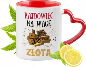 Piros bögre szív alakú füllel raliversenyzőknek ajándékba