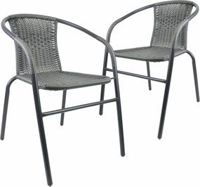 Kerti bisztró szék készlet egymásba rakható 2 db szürke