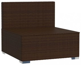 barna polyrattan kerti középső kanapé párnákkal