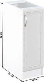 Alsószekrény D30, jobbos, fehér/sosna Andersen, SICILIA