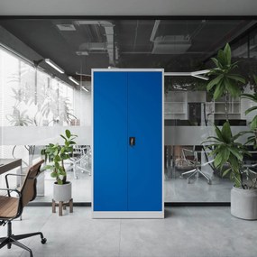 Fém iratszekrény JAN, 900 x 1850 x 400 mm, szürke-kék