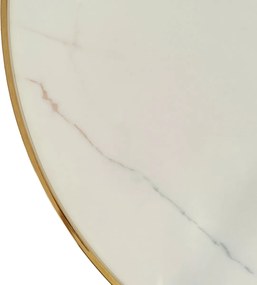 Stół TINGA 100 cm Szklany Biały Marmur/Złoty