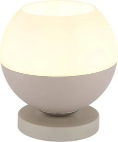 Globo 15999T Asztali lámpa, homokszínű matt fém, krómozott fém, fehér üveg, bézs textil kábel, billenőkapcsoló a kábelen, ø: 200mm, M: 210mm, kábelhossz 1800mm, 1x E27 60W 230V izzó nélkül