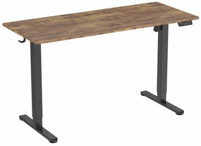 Elektromosan állítható magasságú íróasztal - 140x60cm rusztikus barna ülő-/állómunkához - LVN System Lite LV1714