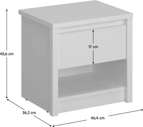 Éjjeliszekrény 1S, fehér, ERODIN