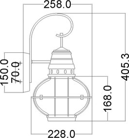 Kichler BRIDGEPOINT KL-BRIDGEPOINT-M Fali lámpa 1x60W/E27 IP44