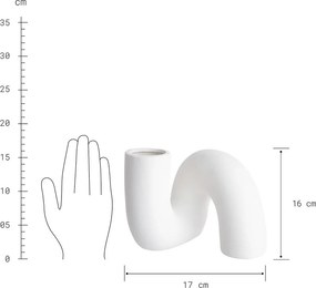 PIPE kerámia váza, fehér 16 cm