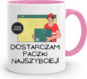Rózsaszín Bögre Futárnak A Leggyorsabban Szállítom, fényképes nyomattal