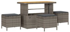9 darabos kertibútor szett párnákkal, szürke poli rattan akácia, 2 személyes kertibútor párnákkal, szürke poli rattan, 3 darabos kertiparti étkező szett párnákkal, szürke poli rattan akácia