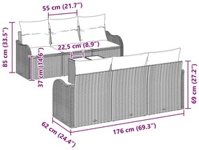 7 Darabos Kerti Kanapé Készlet Párnákkal Bézs Poli Rattan