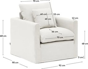 Fehér len fotel Nora – Kave Home