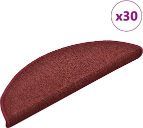 vidaXL 30 db lépcsőszőnyeg 56 x 17 x 3 cm bordó félkör alakú