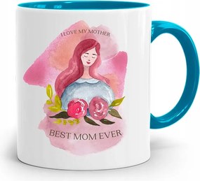 Kék Bögre Anyukáknak I Love My Mother Ajándék nyomott mintával