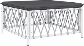 vidaXL fehér szőtt szövet kerti lábtartó párnával