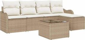 vidaXL Kerti Kanapé Szett párnával tárolóval 6 pcs Barna Poli rattan