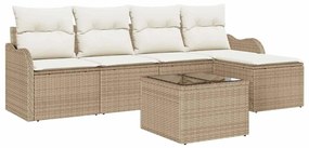 vidaXL Kerti Kanapé Szett párnával tárolóval 6 pcs Barna Poli rattan