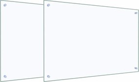 vidaXL Konyhai splashback 2 pcs Átlátszó 90 x 60 cm edzett üveg