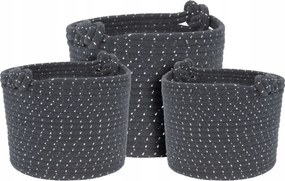 Kötélből Készült Kosár Szett, Eredeti Szürke Kosarak x3