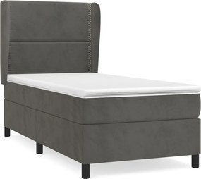 vidaXL sötétszürke bársony rugós ágy matraccal 100 x 200 cm