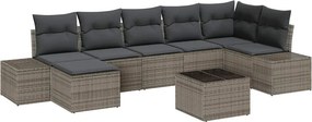 vidaXL Kerti Kanapé Szett párnával tárolóval 7 pcs Szürke polirattan
