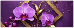 Fotótapéták 250x93 Lila orchideák és arany