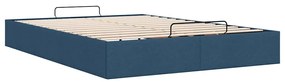 Ottomán kék szövet ágykeret matrac nélkül 140 x 190 cm