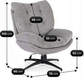 Forgó pihenőfotel lábtartóval szürke, FREMONT