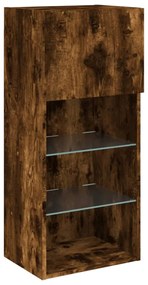 2 db füstös tölgy színű TV-szekrény LED-ekkel 40,5 x 30 x 90 cm