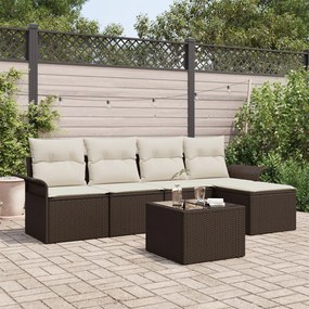 Kerti Kanapé Szett párnával tárolóval 6 pcs Barna Poli rattan
